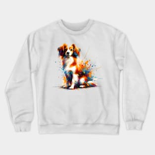 Vibrant Splashed Paint Nederlandse Kooikerhondje Portrait Crewneck Sweatshirt